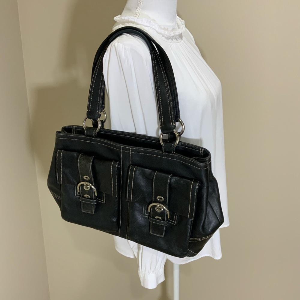 COACH Soho Black Leather Large Satchel Handbag